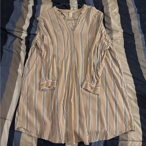 Striped V-Neck Tunic Dress